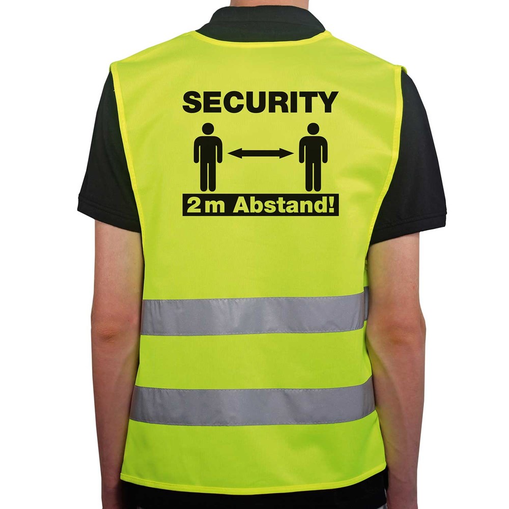Warnweste Security 2 Meter Abstand - Mit eigenem Logo vorne