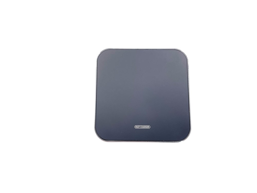Wireless Charger LED-Rand eckig 15W Silber/Schwarz gummiert (matt)15 Watt