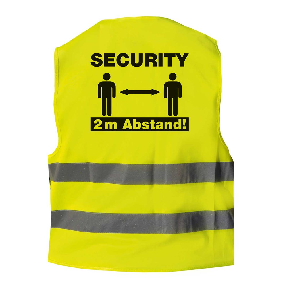 Warnweste Security 2 Meter Abstand - Mit eigenem Logo vorne